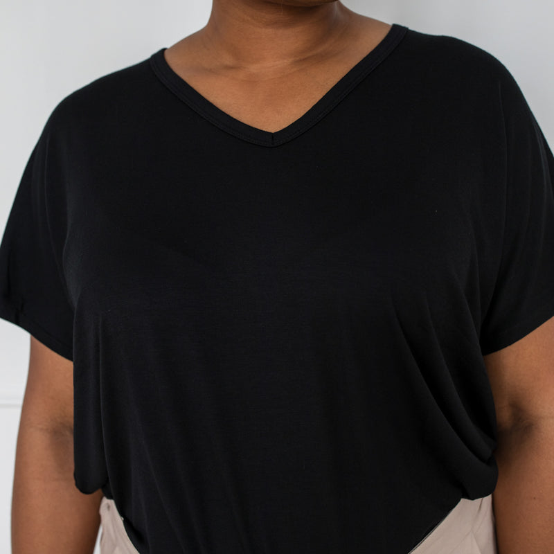 Styling You The Label Alexa V-neck tee - black, made in Australia