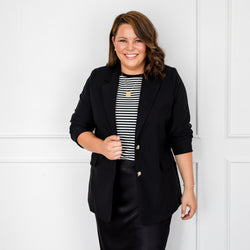 Styling You The Label Ashleigh stretch boyfriend blazer - black, made in Australia