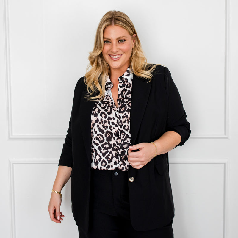 Styling You The Label Ashleigh stretch boyfriend blazer - black, made in Australia