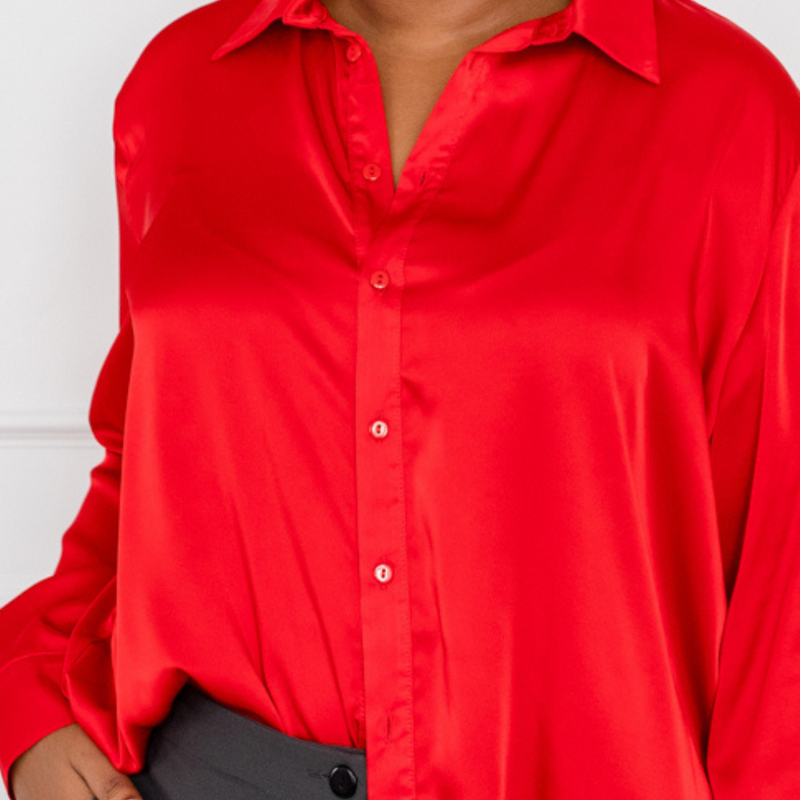 Styling You The Label Di satin shirt - cherry red. Made in Australia