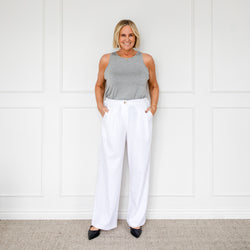 Styling You The Label Denyse stretch linen pants - white, made in Australia