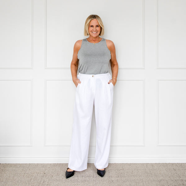 Styling You The Label Denyse stretch linen pants - white, made in Australia