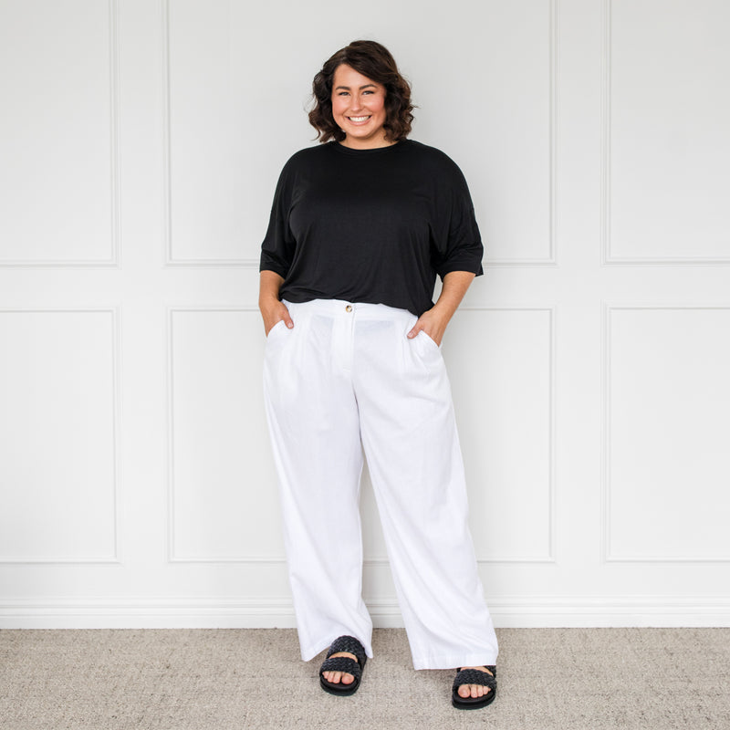 Styling You The Label Denyse stretch linen pants - white, made in Australia