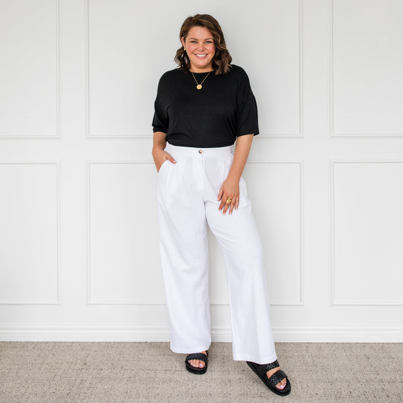 Styling You The Label Denyse stretch linen pants - white, made in Australia