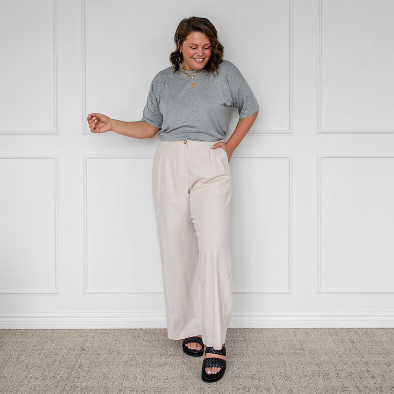 Styling You The Label Denyse stretch linen pant - sand; made in Australia