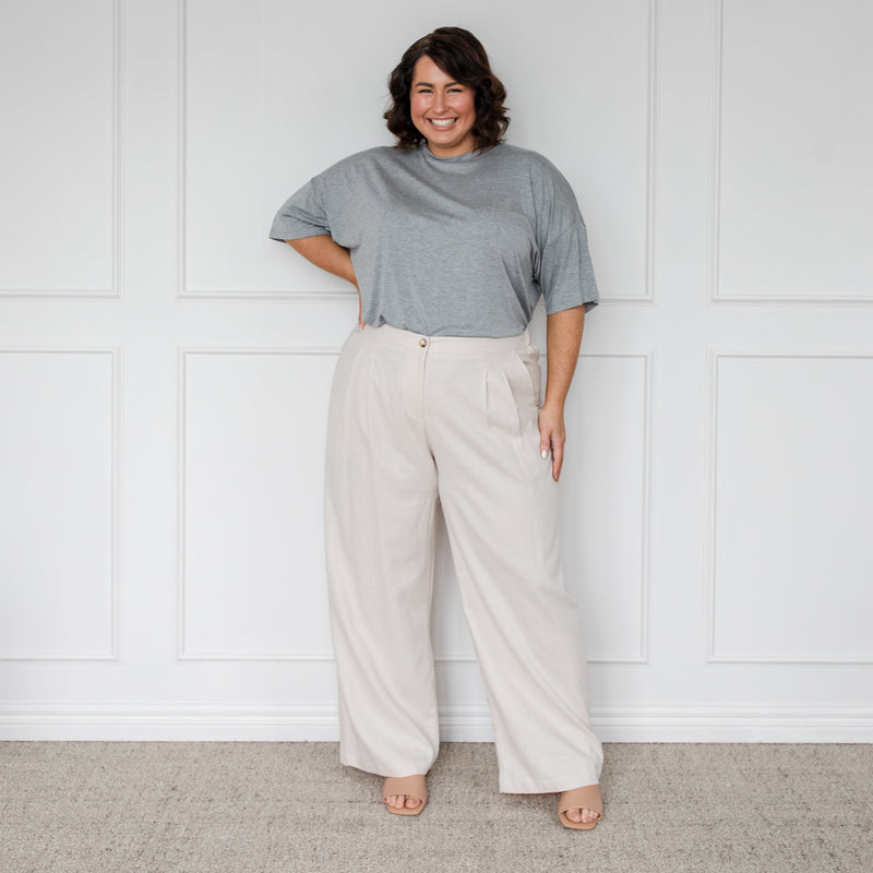 Styling You The Label Denyse stretch linen pant - sand; made in Australia