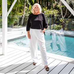 Styling You The Label Denyse stretch linen pant in white, made in Australia