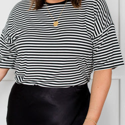 Styling You The Label Eva boxy t-shirt - black and white stripe, made in Australia