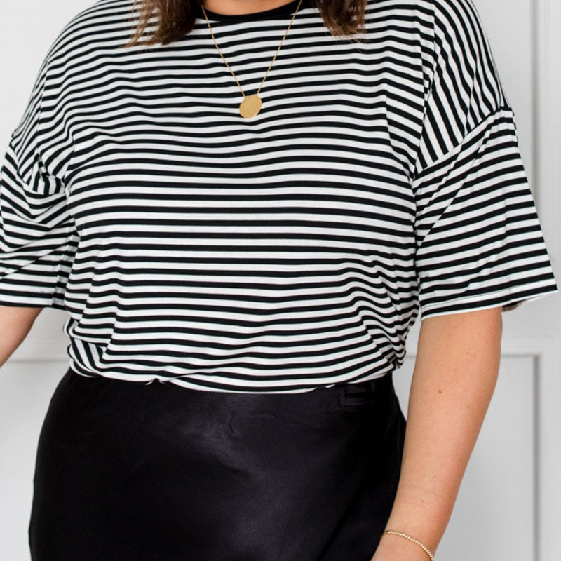 Styling You The Label Eva boxy t-shirt - black and white stripe, made in Australia