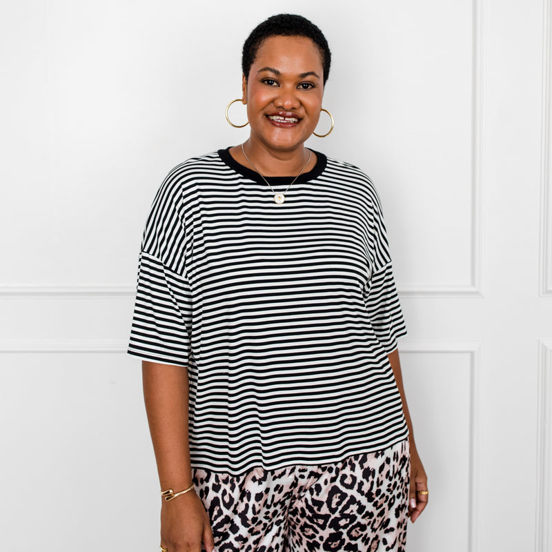 Styling You The Label Eva boxy t-shirt - black and white stripe, made in Australia