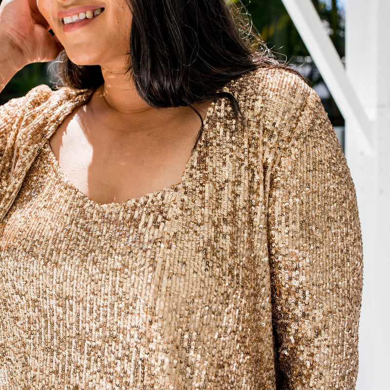 Styling You The Label Fleur sequin cardi - gold, made in Australia