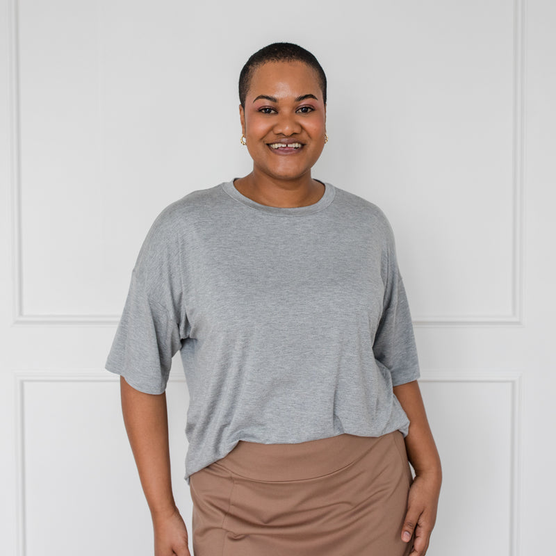 Styling You The Label Gretta boxy t-shirt - grey marle; made in Australia