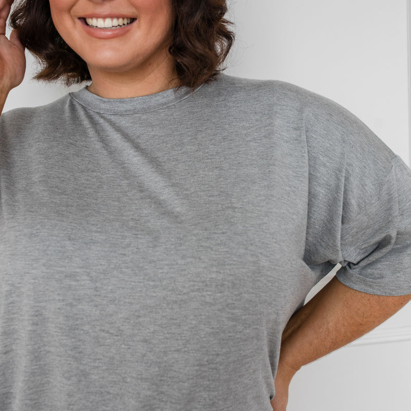 Styling You The Label Gretta boxy t-shirt - grey marle; made in Australia