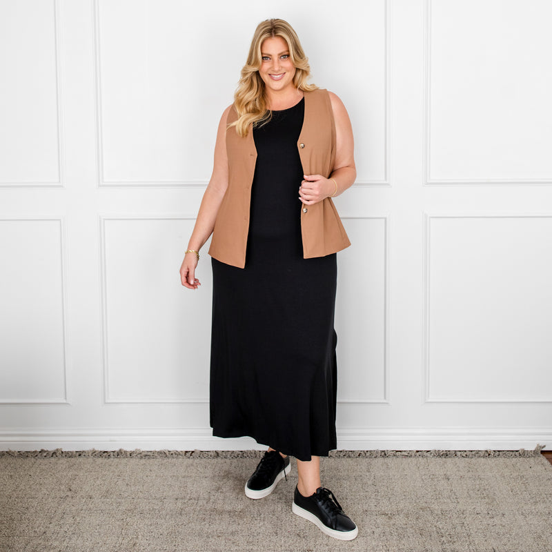 Styling You The Label Harper tank maxi t-shirt dress - black, made in Australia