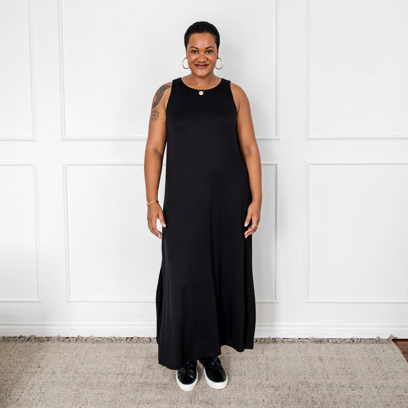 Styling You The Label Harper tank maxi t-shirt dress - black, made in Australia