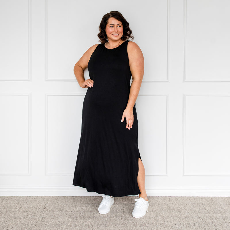 Styling You The Label Harper tank maxi t-shirt dress - black, made in Australia