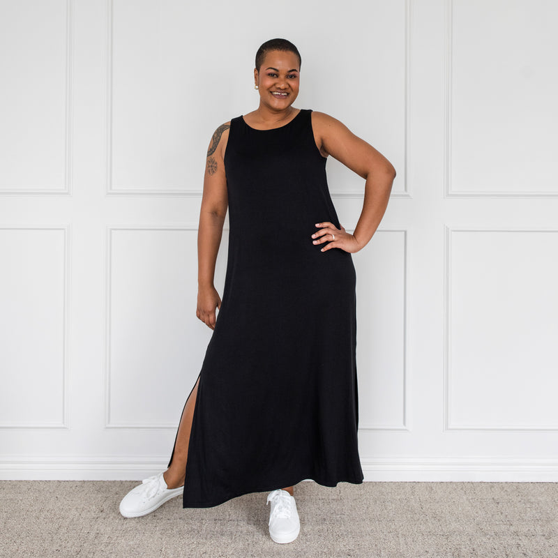 Styling You The Label Harper tank maxi t-shirt dress - black, made in Australia