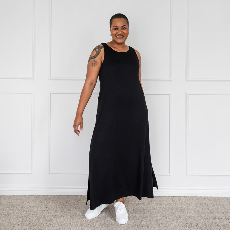 Styling You The Label Harper tank maxi t-shirt dress - black, made in Australia