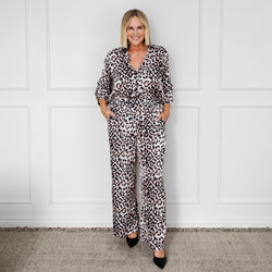 Styling You The Label Hayley relaxed stretch satin pant - leopard, made in Australia