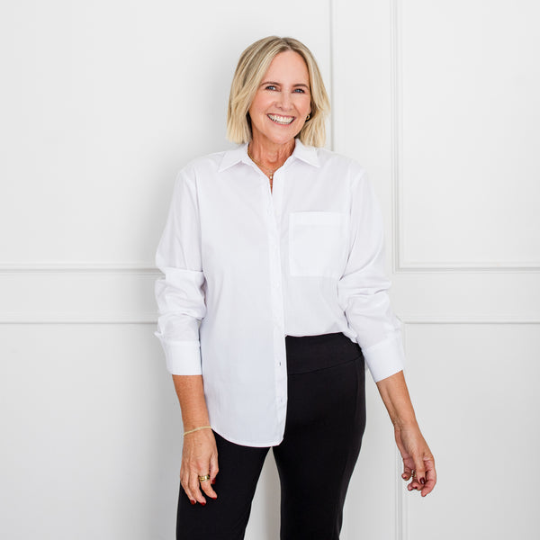 Styling You The Label Jemima stretch cotton long-sleeve shirt - white, made in Australia