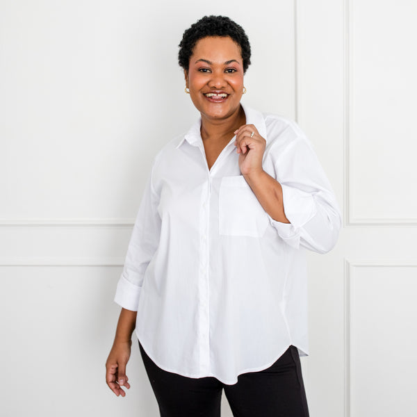 Styling You The Label Jemima stretch cotton long-sleeve shirt - white, made in Australia