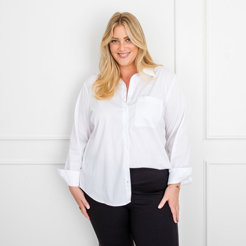 Styling You The Label Jemima stretch cotton long-sleeve shirt - white, made in Australia