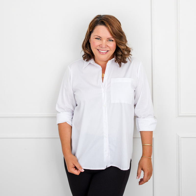 Styling You The Label Jemima stretch cotton long-sleeve shirt - white, made in Australia