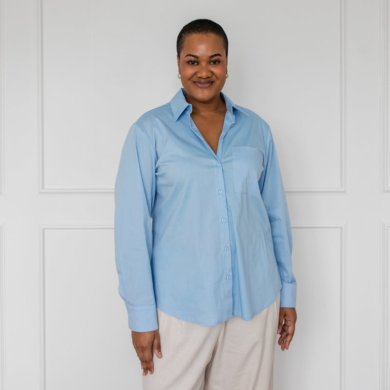 Styling You The Label Jemima stretch cotton long-sleeve shirt - blue, made in Australia