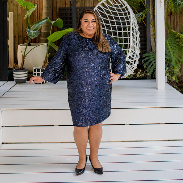  Styling You The Label Jo sequin dress - navy, made in Australia
