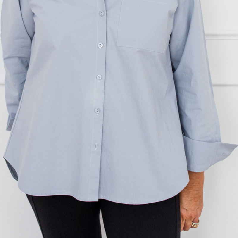 Styling You The Label Katie relaxed stretch cotton shirt - sky blue, made in Australia