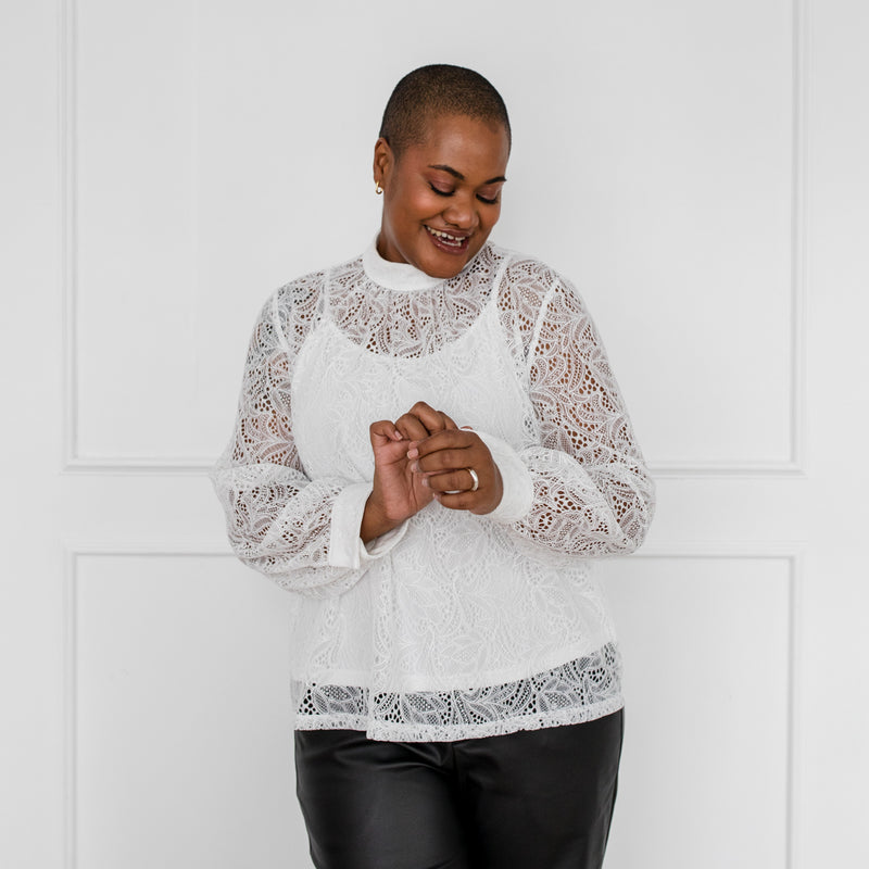 Styling You The Label Lisette long-sleeve lace top - ivory, made in Australia