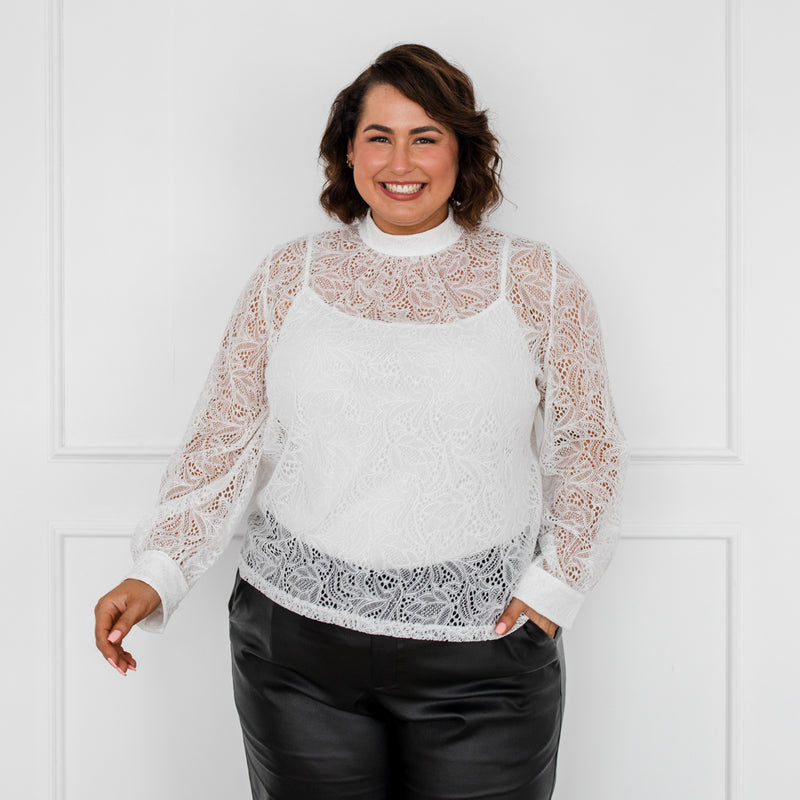 Styling You The Label Lisette long-sleeve lace top - ivory, made in Australia