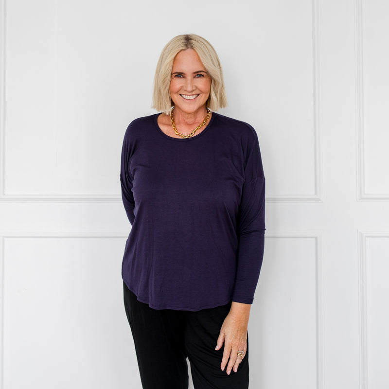 Styling You The Label Lucy relaxed crew-neck long sleeve tee - navy Made in Australia