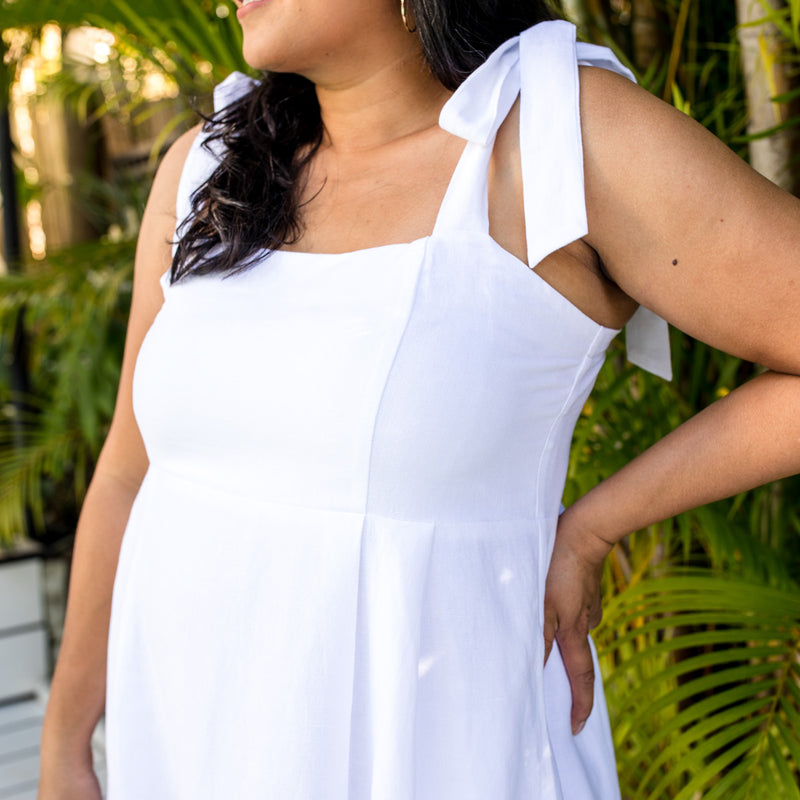 Styling You The Label Melanie stretch linen tiered maxi dress - white, made in Australia