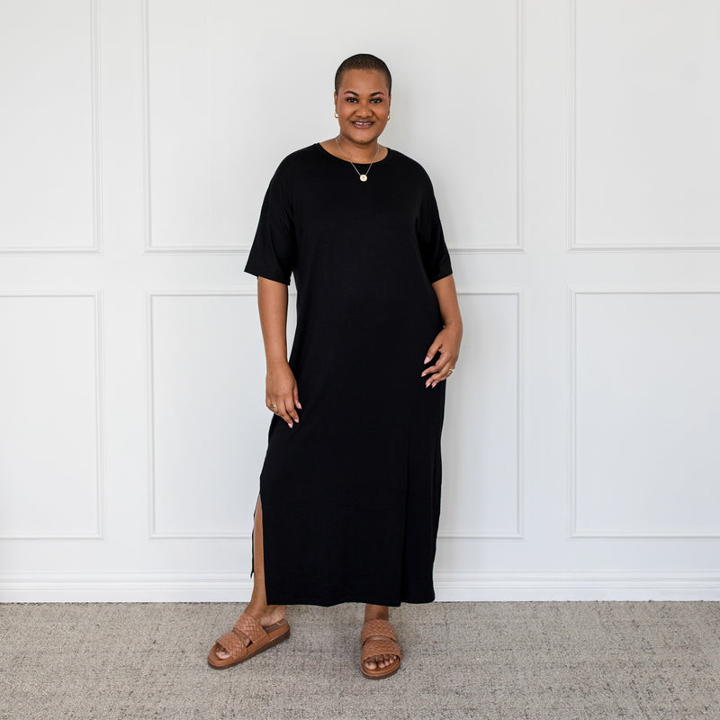 Black tee shirt maxi dress online