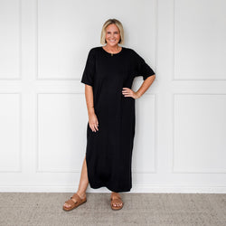 Styling You The Label Peta maxi T-shirt dress - black, made in Australia