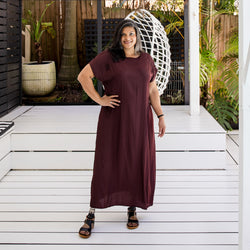 Styling You The Label Sandra multi-wear technical maxi dress in chocolate, made in Australia