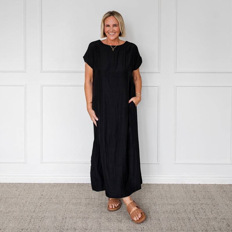 Styling You The Label Sandra convertible technical maxi dress in black, made in Australia