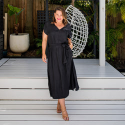 Styling You The Label Sandra convertible technical maxi dress in black, made in Australia