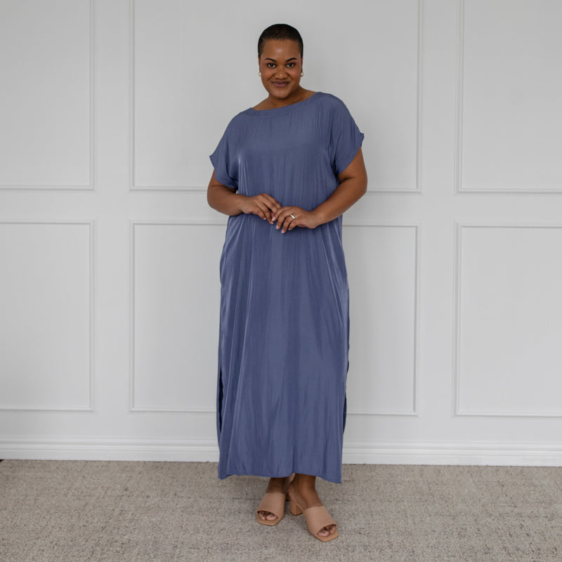 Styling You The Labe Sandra multi-wear technical maxi dress - French blue; made in Australia