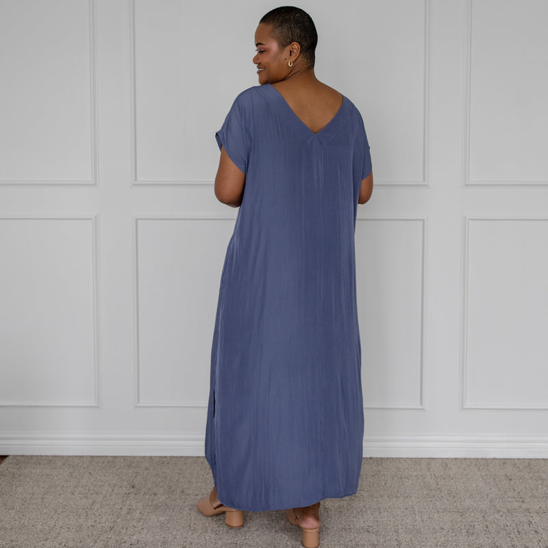 Styling You The Labe Sandra multi-wear technical maxi dress - French blue; made in Australia