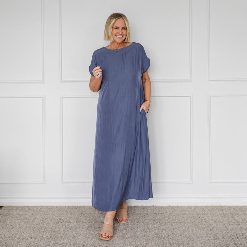 Styling You The Labe Sandra multi-wear technical maxi dress - French blue; made in Australia