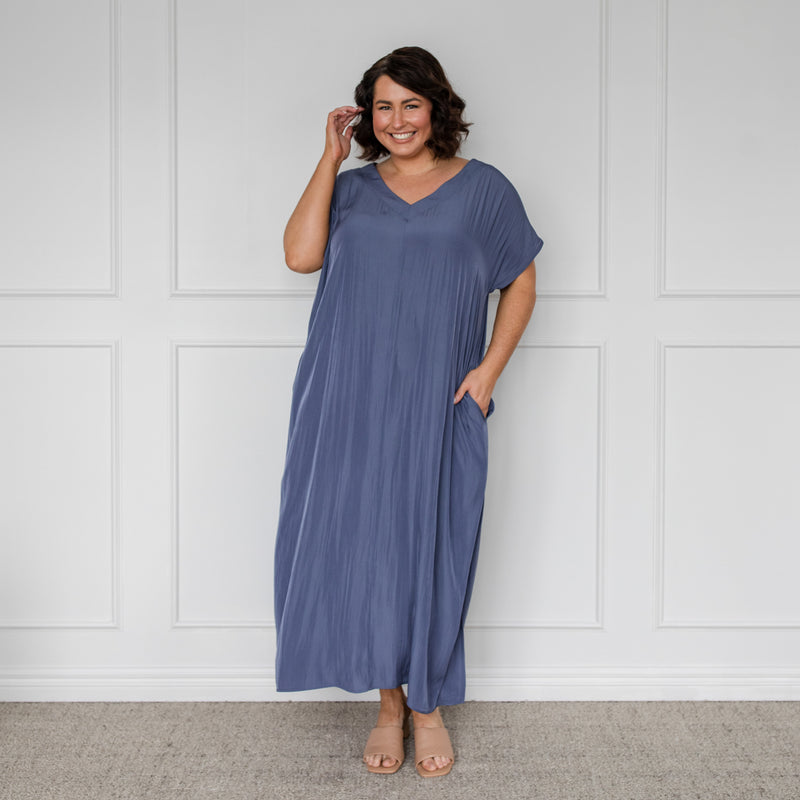 Styling You The Labe Sandra multi-wear technical maxi dress - French blue; made in Australia