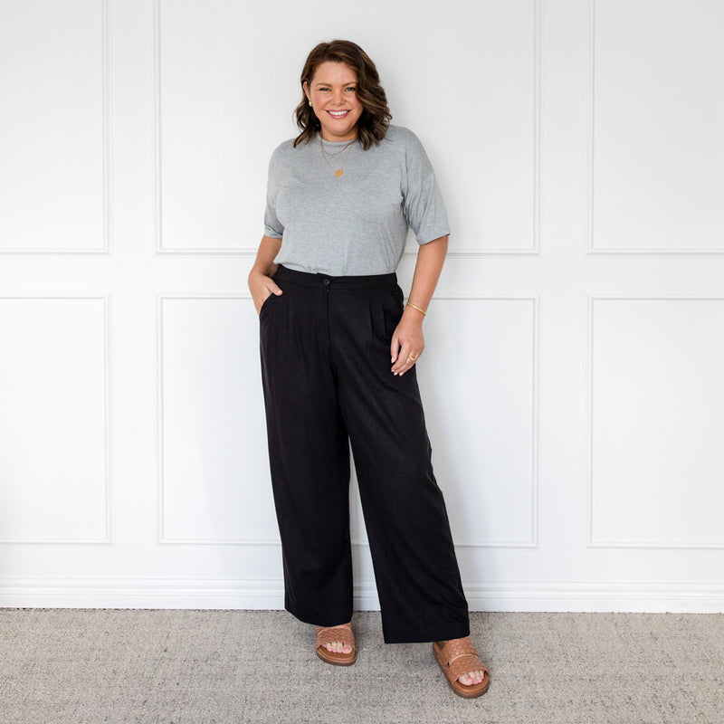 Styling You The Label Denyse stretch linen pant in black, made in Australia