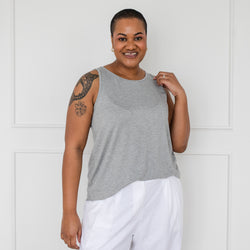 Styling You the Label Tara crew-neck tank in grey. Made in Australia.