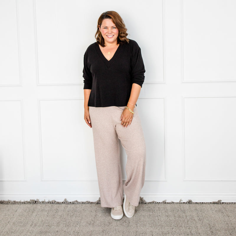 Styling You The Label Tegan rib wide leg pant - biscuit, made in Australia