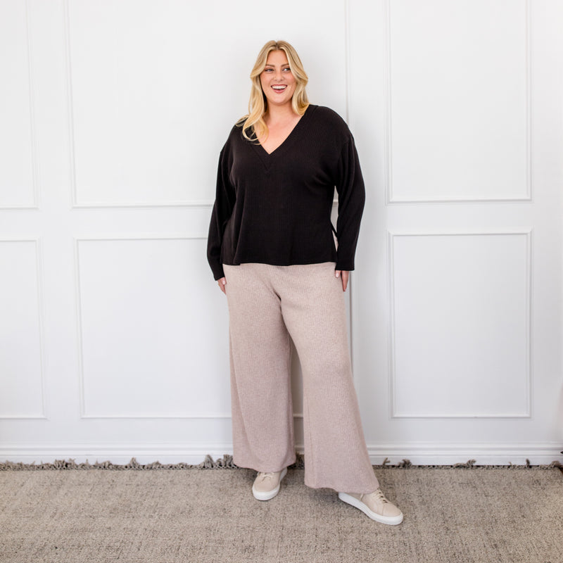 Styling You The Label Tegan rib wide leg pant - biscuit, made in Australia