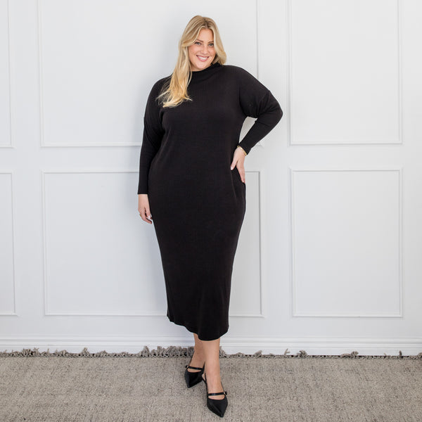 Styling You The Label Tessa rib maxi dress - black, made in Australia