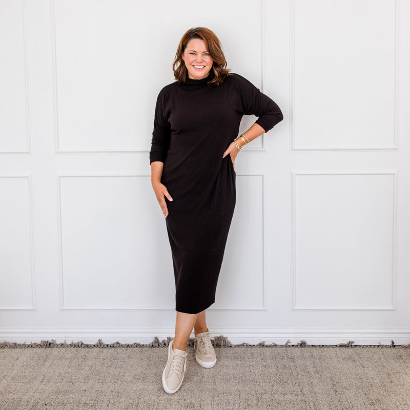 Styling You The Label Tessa rib maxi dress - black, made in Australia