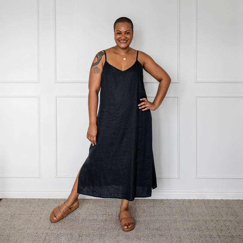 Styling You The Label Valyn spaghetti strap linen midi dress Made in Australia